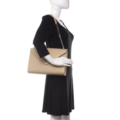 Saint Laurent Grain De Poudre Mixed Matelasse Large Triquilt Monogram Satchel Nude Powder 2 of 9