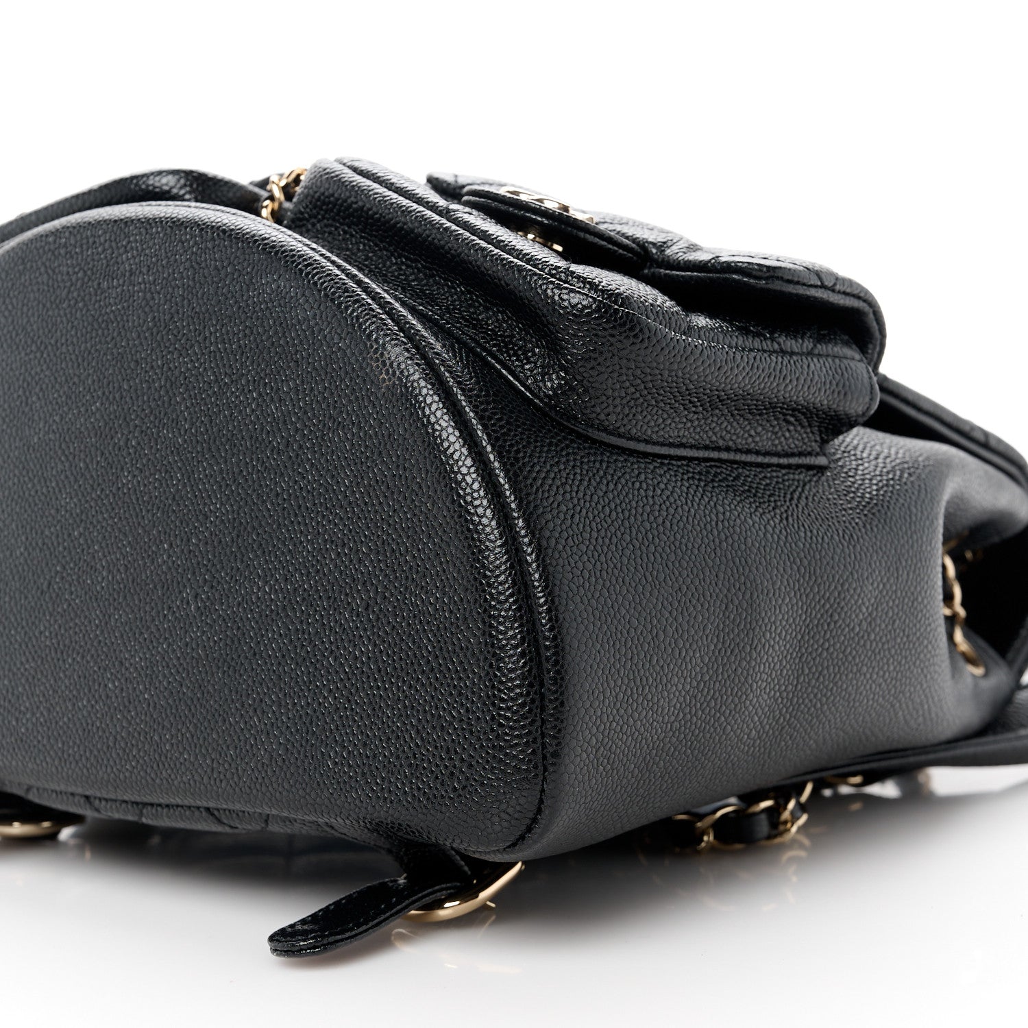 Chanel Shiny Caviar Quilted Medium Duma Pockets Drawstring Backpack Black 11 of 12