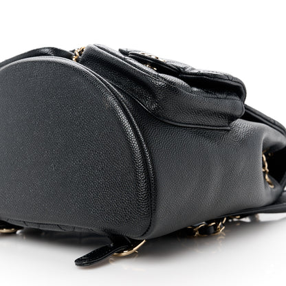 Chanel Shiny Caviar Quilted Medium Duma Pockets Drawstring Backpack Black 11 of 12
