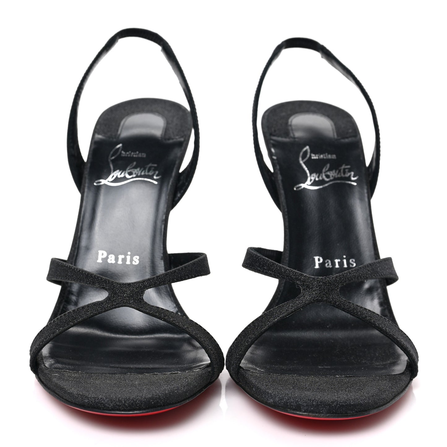 Glitter Calfskin Emilie 100 Slingback Sandals 38 Black