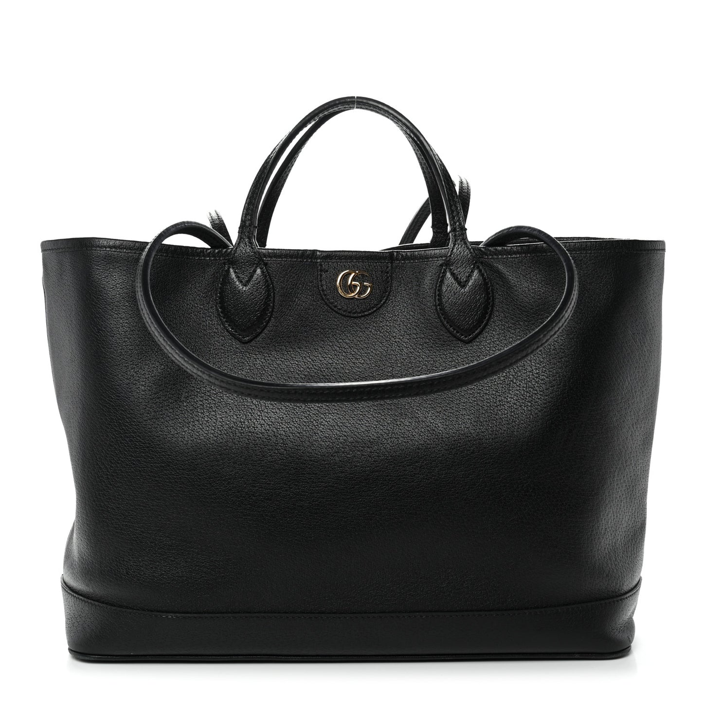 Textured Dollar Calfskin Medium Ophidia Shoulder Tote Bag Black