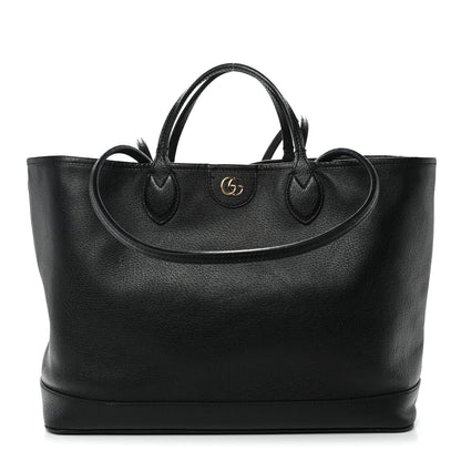 Gucci Textured Dollar Calfskin Medium Ophidia Shoulder Tote Bag Black 1 of 12