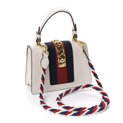 Gucci Calfskin Mini Sylvie Top Handle Bag White 4 of 17