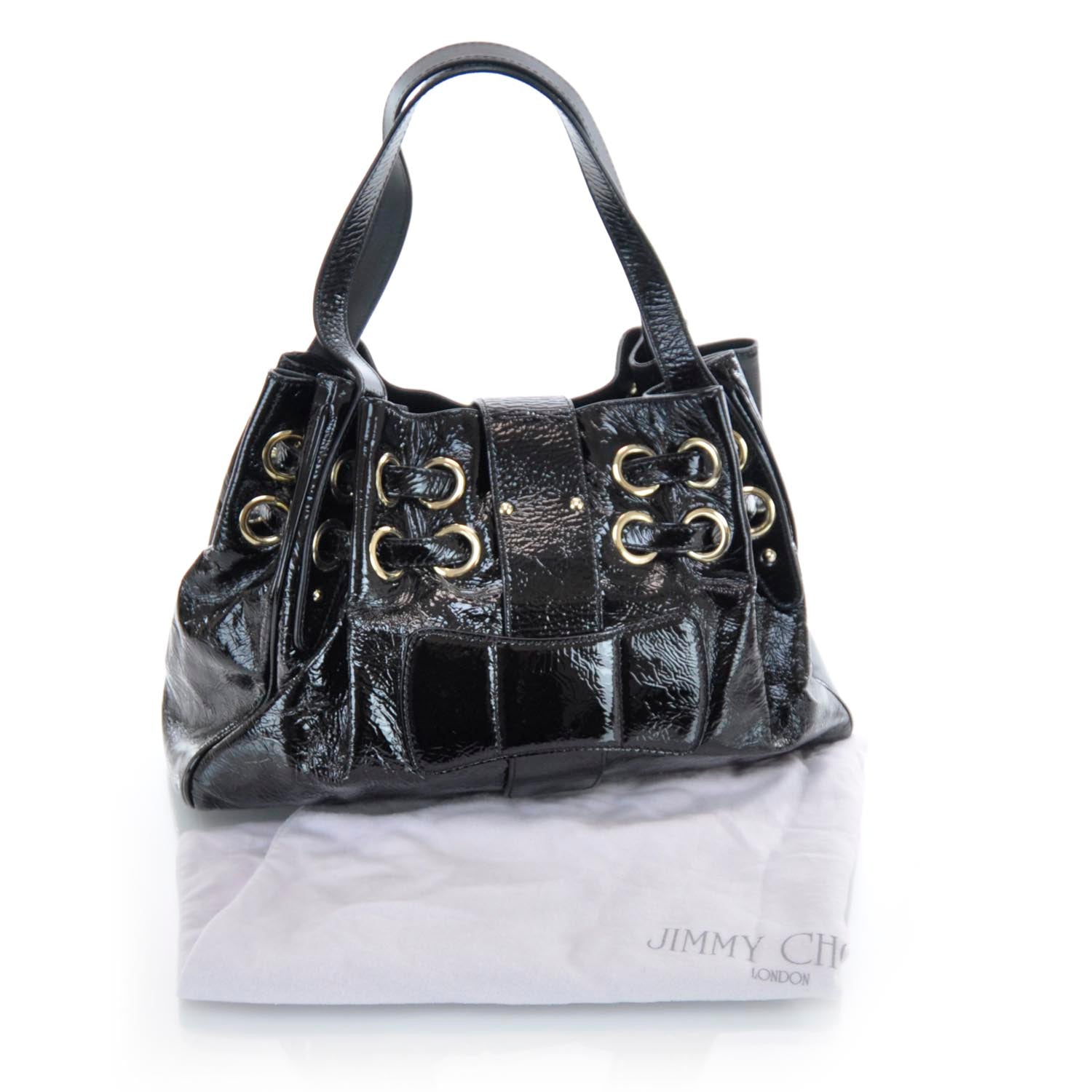 Jimmy Choo Crushed Patent Leather Ramona Tote Black 3 of 8