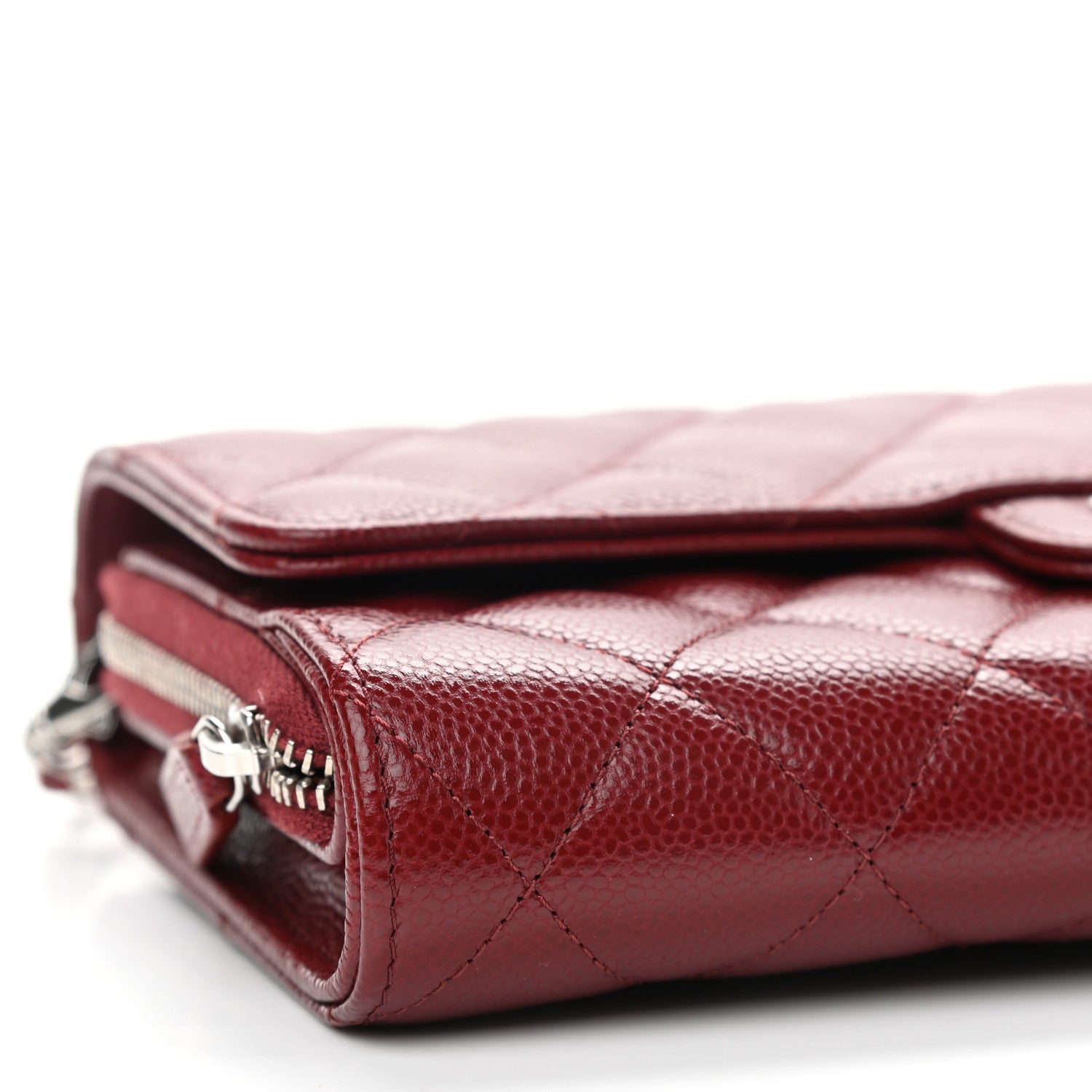 Chanel Caviar Quilted Phone Holder Wallet on Removable Chain Red 5 of 12