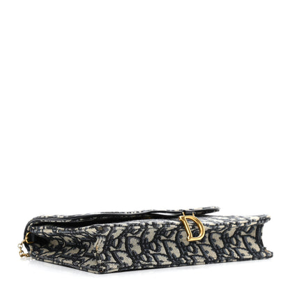 Christian Dior Oblique Saddle Chain Pouch Blue 3 of 9