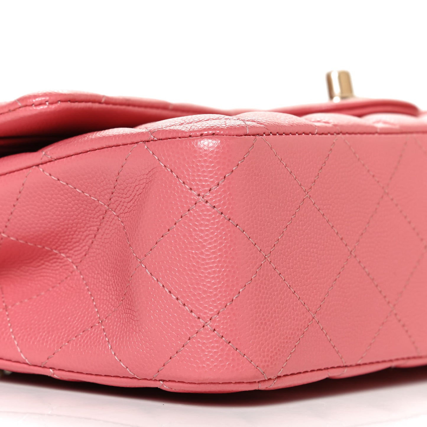 Metallic Caviar Quilted Medium Double Flap Pink