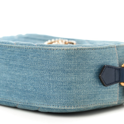Gucci Denim Matelasse Mini Pearly GG Marmont Chain Shoulder Bag Blue 11 of 11