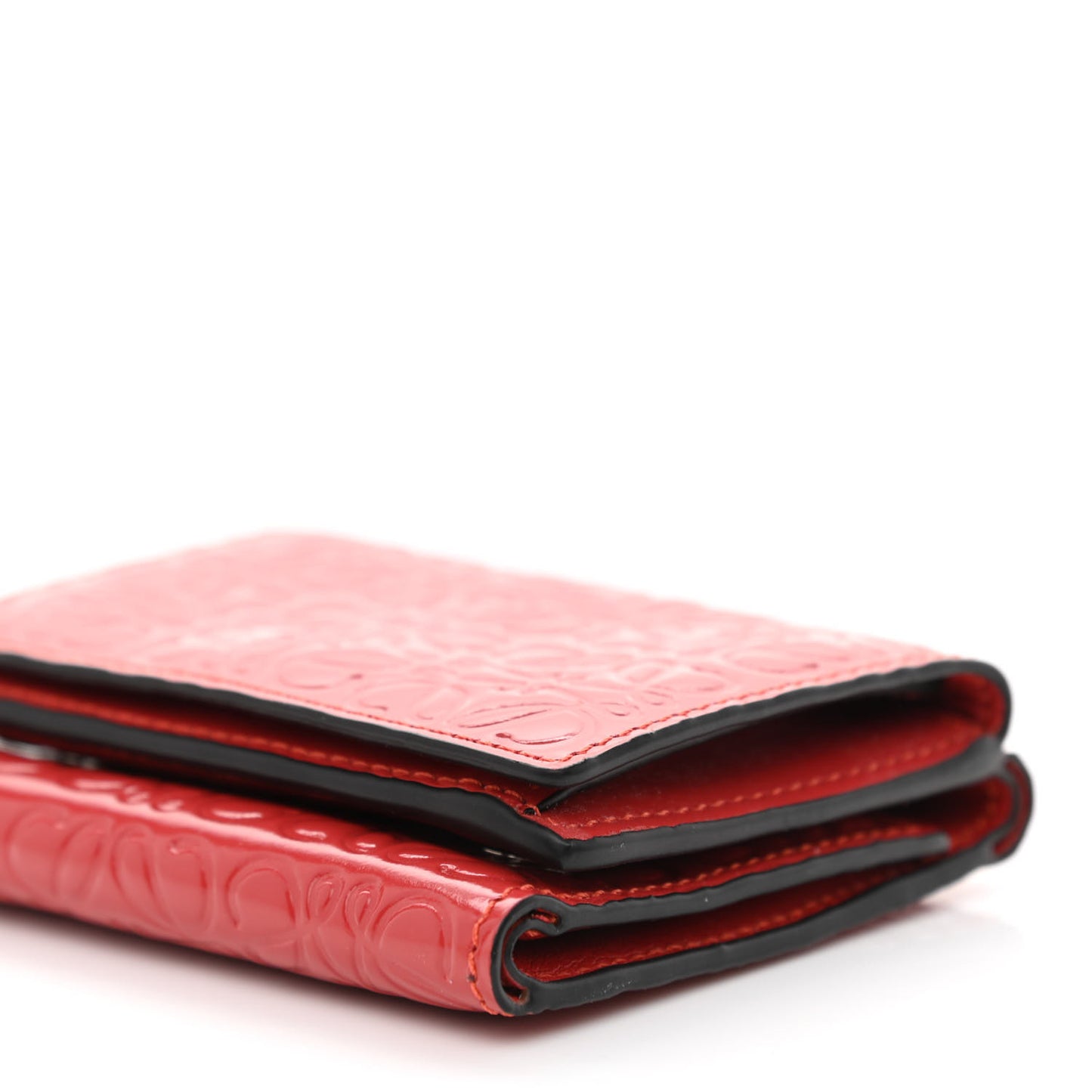 Calfskin Embossed Trifold Wallet Red