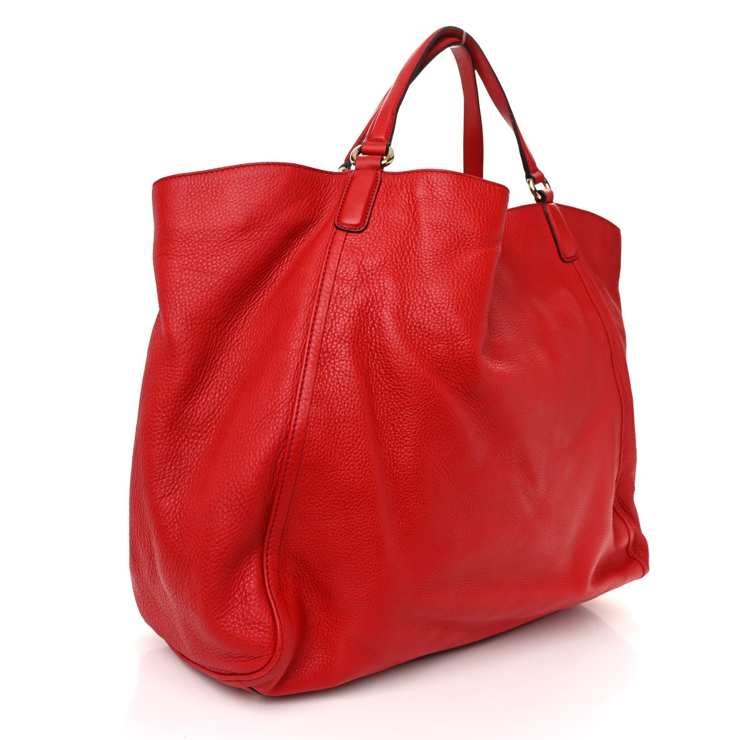 Pebbled Calfskin Large Soho Shoulder Bag Red