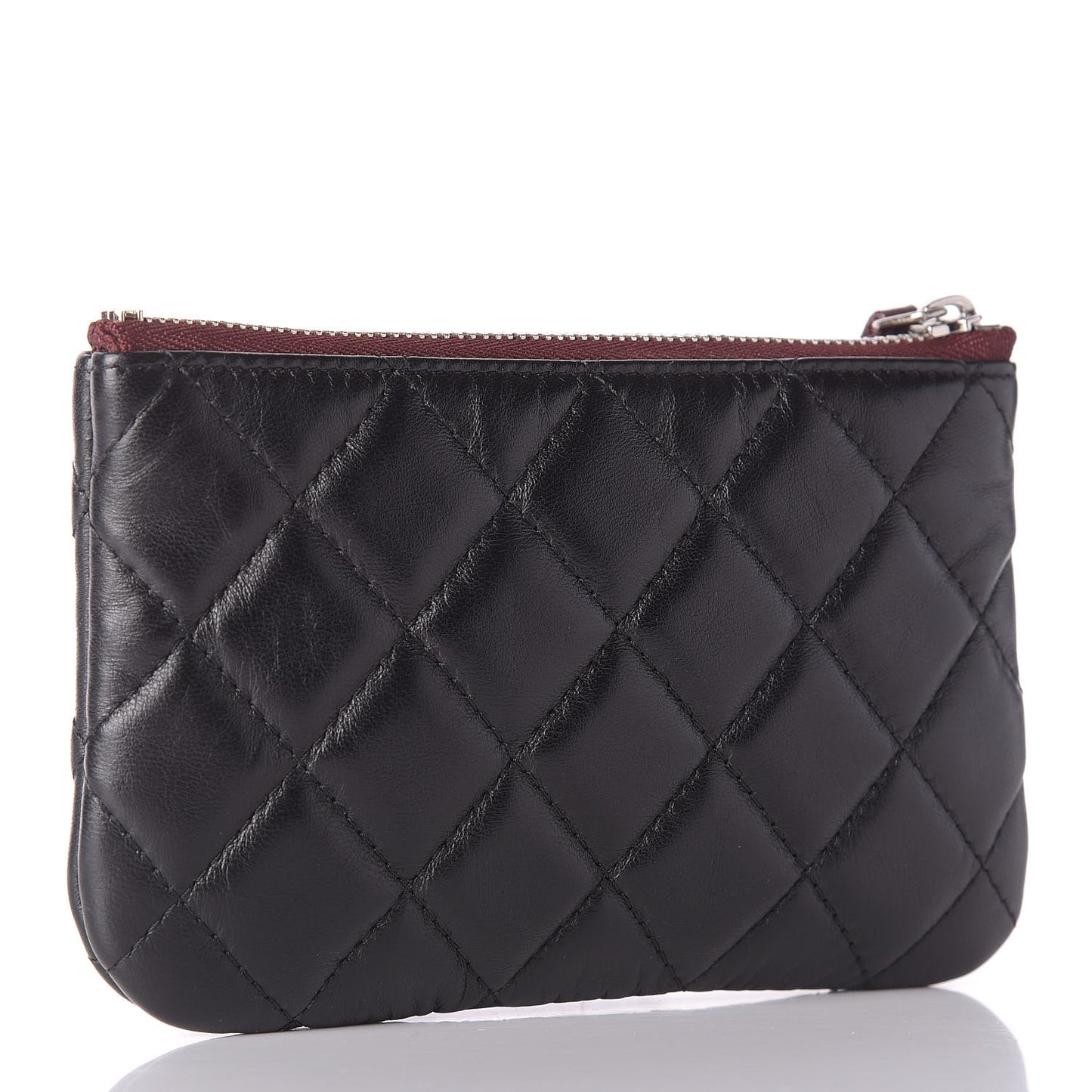 Lambskin Quilted Small Cosmetic Case Black