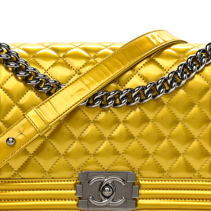 Chanel Metallic Patent Calfskin Quilted Medium Boy Flap Gold 8 of 11