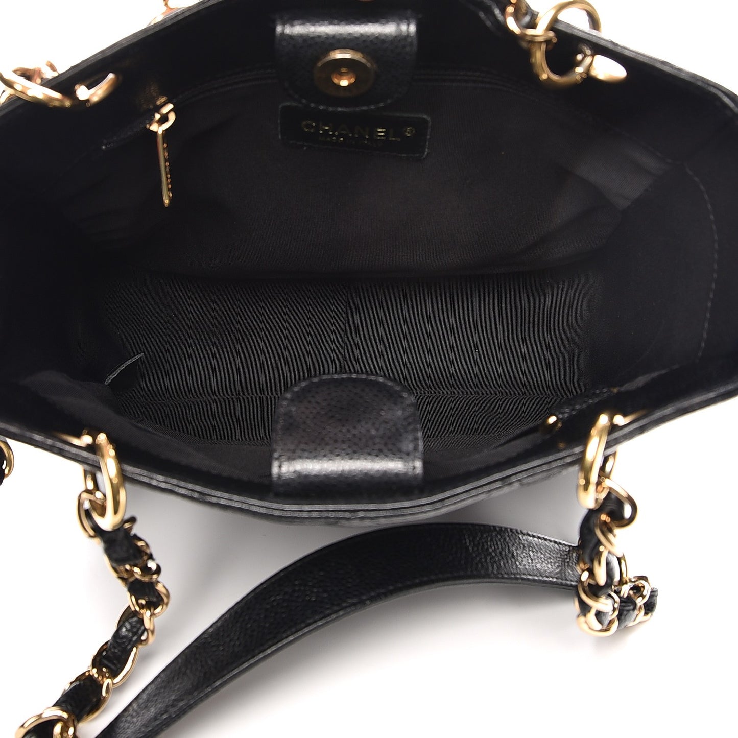 Caviar Quilted Petit Shopping Tote PST Black