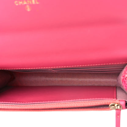 Chanel Wool Tweed Lambskin Quilted Chanel 19 Wallet On Chain WOC Coral Pink 5 of 9