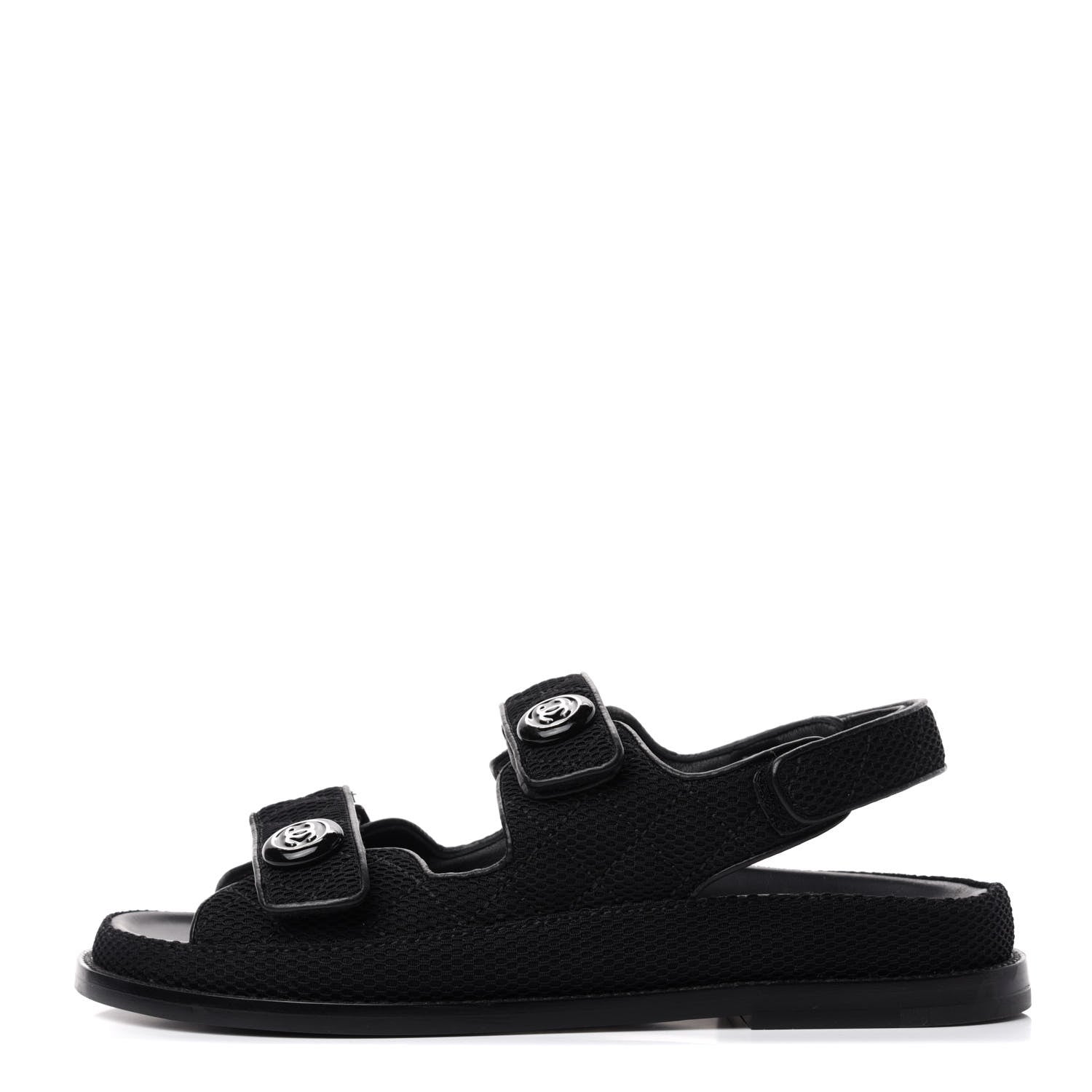 Chanel Fabric Velcro Dad Sandals 38 Black 1 of 11