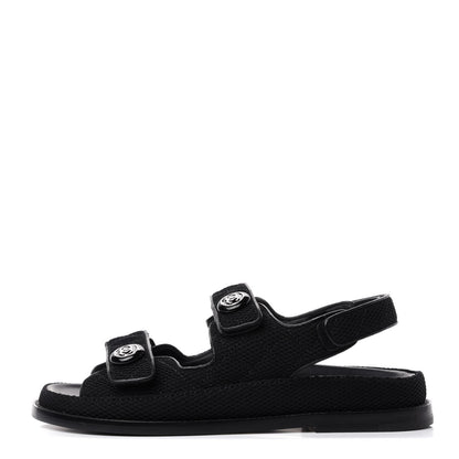 Chanel Fabric Velcro Dad Sandals 38 Black 1 of 11