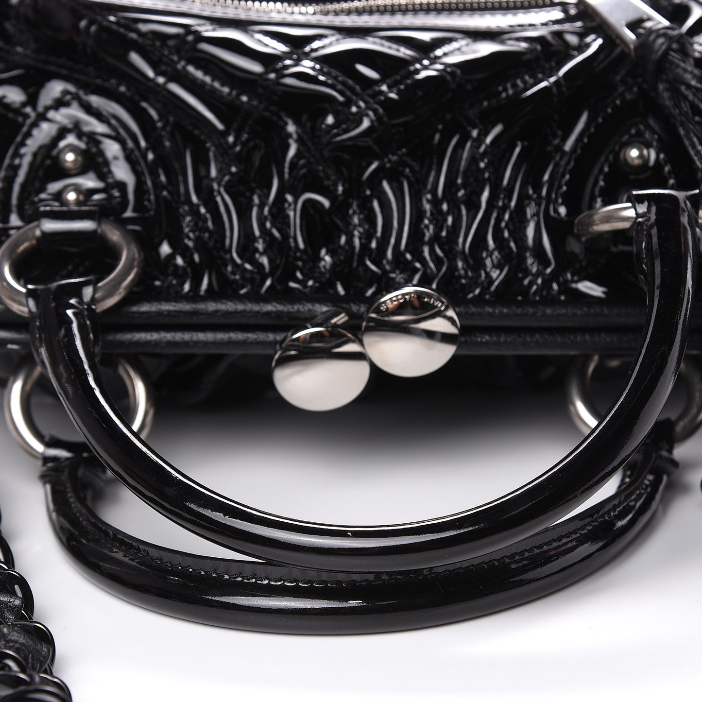 Patent Calfskin Quilted Stam Black