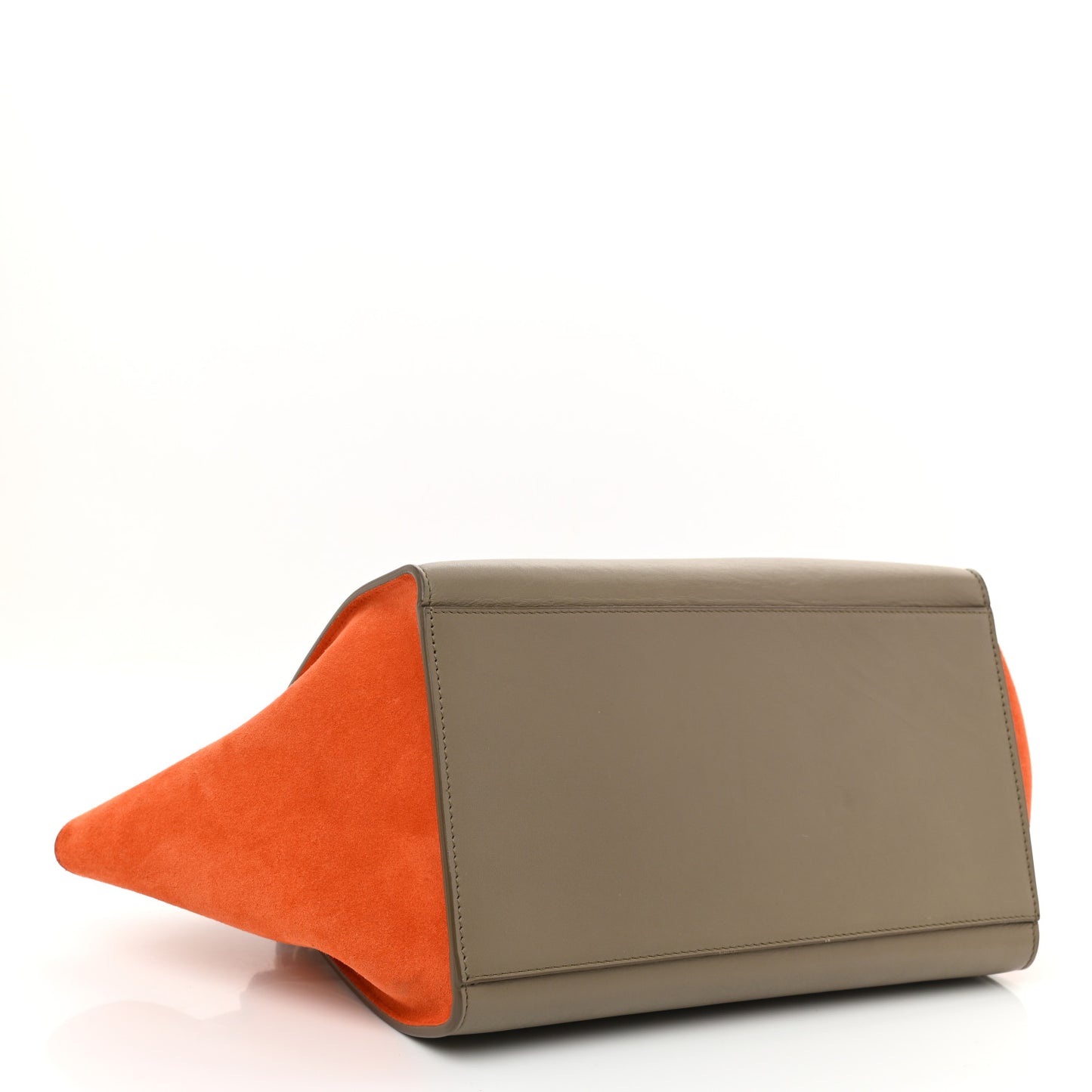 Smooth Calfskin Suede Medium Tri-Color Trapeze Orange