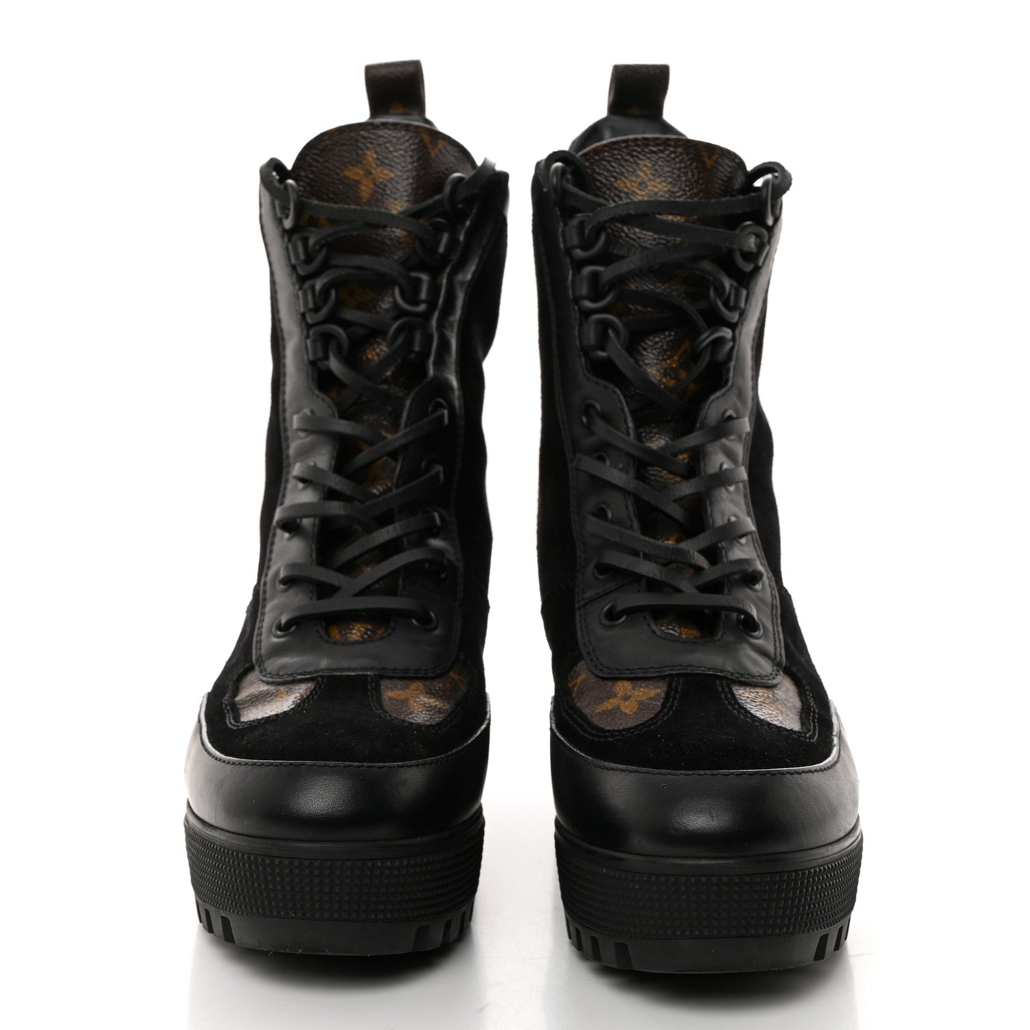 Louis Vuitton Suede Calfskin Monogram Laureate Platform Desert Boots 39 Black 3 of 8