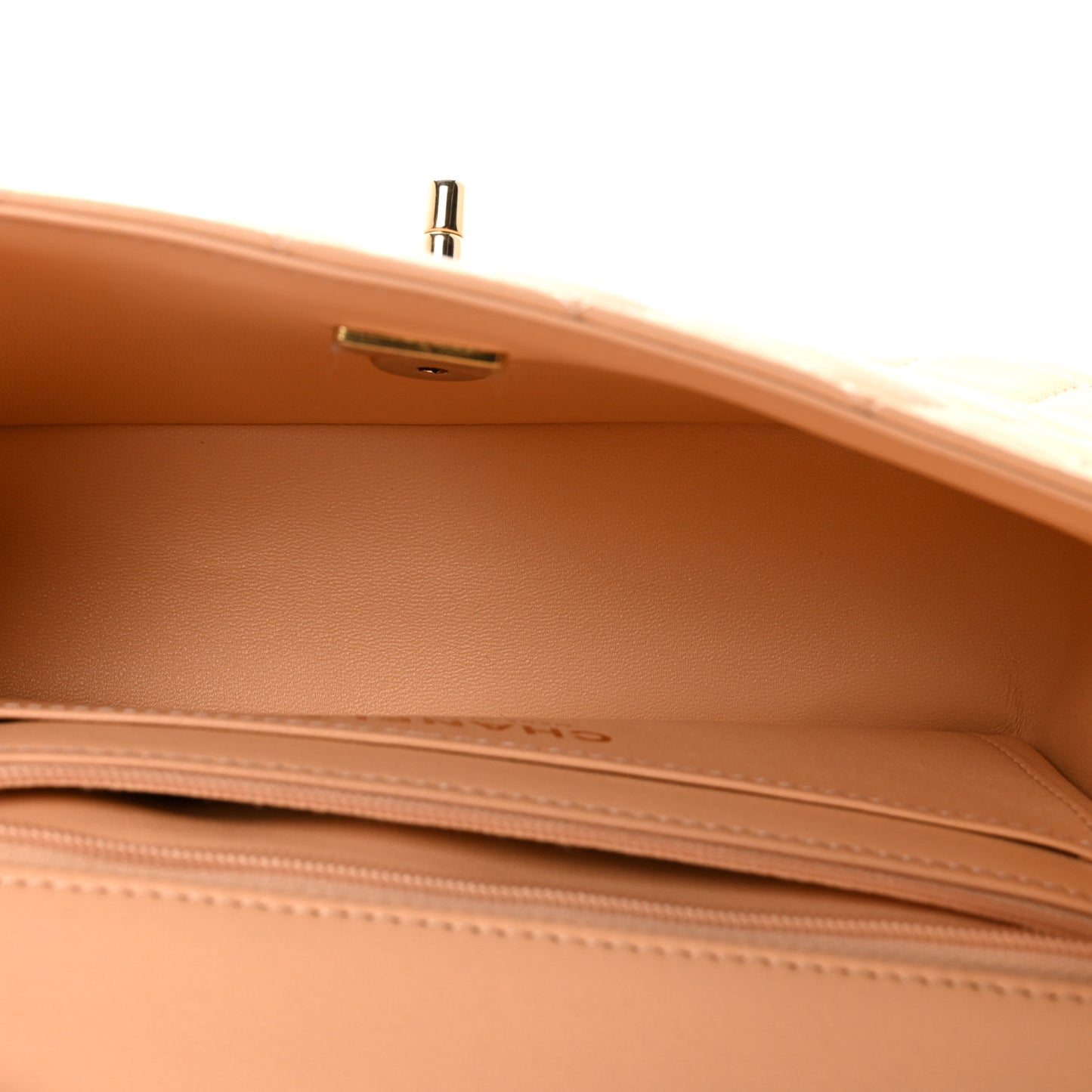Lambskin Quilted Mini Rectangular Flap Beige