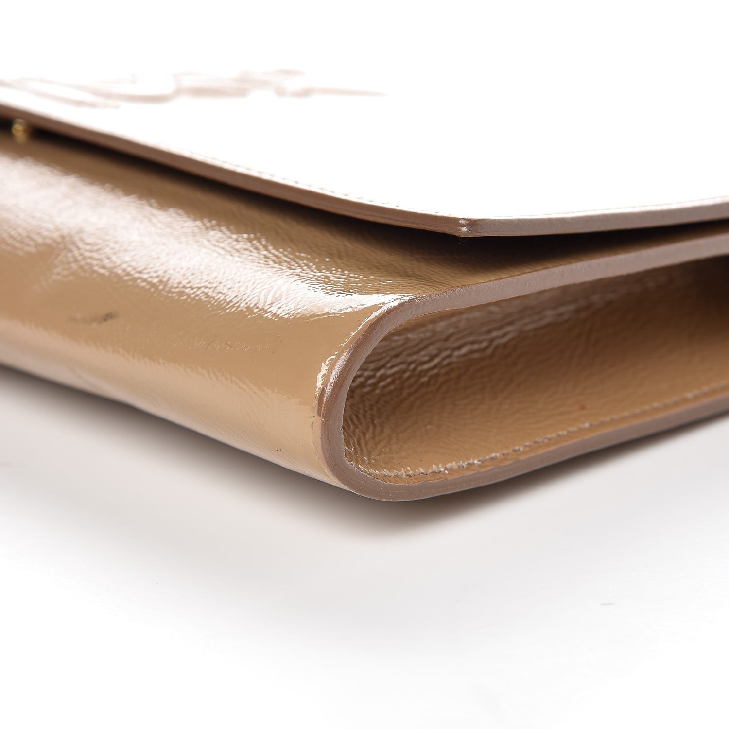 Saint Laurent Textured Patent Monogram Large Belle De Jour Clutch Nude 14 of 16