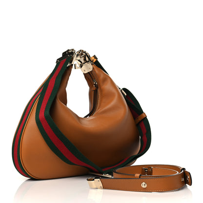 Gucci Aria Calfskin Web Large Attache Shoulder Bag Dark Orange 2 of 5