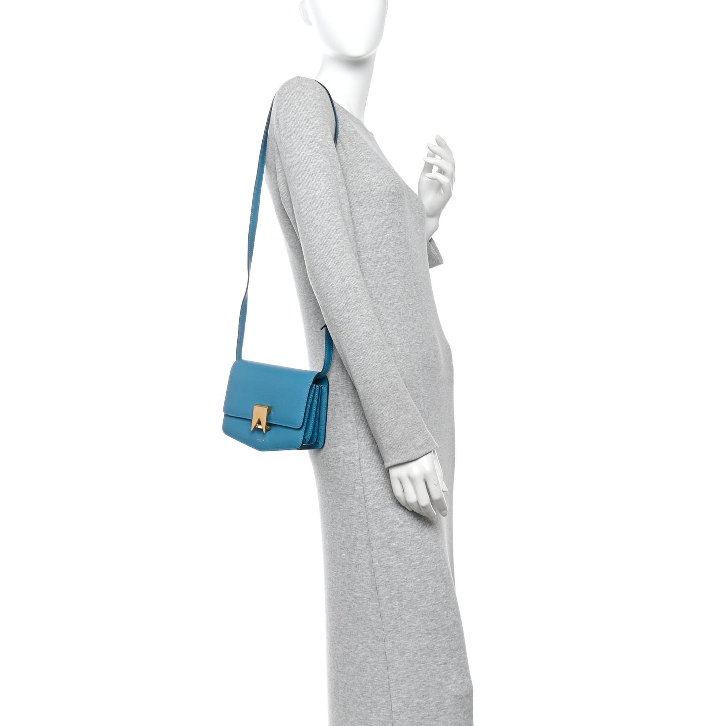 Grained Calfskin Small Le Papa Crossbody Bleu Lagon
