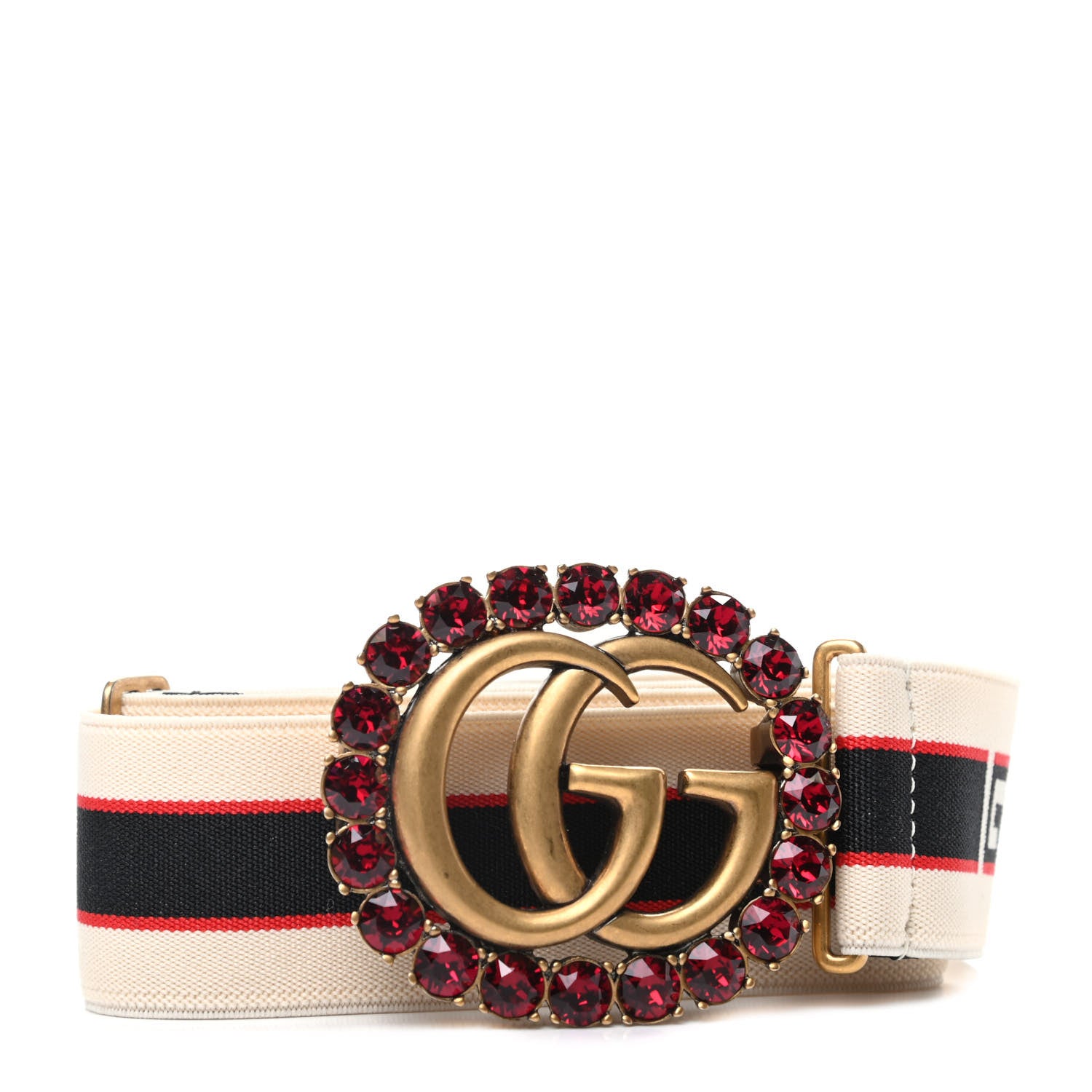 Gucci Jacquard Crystal Stripe Double G Belt 70 28 White 1 of 3