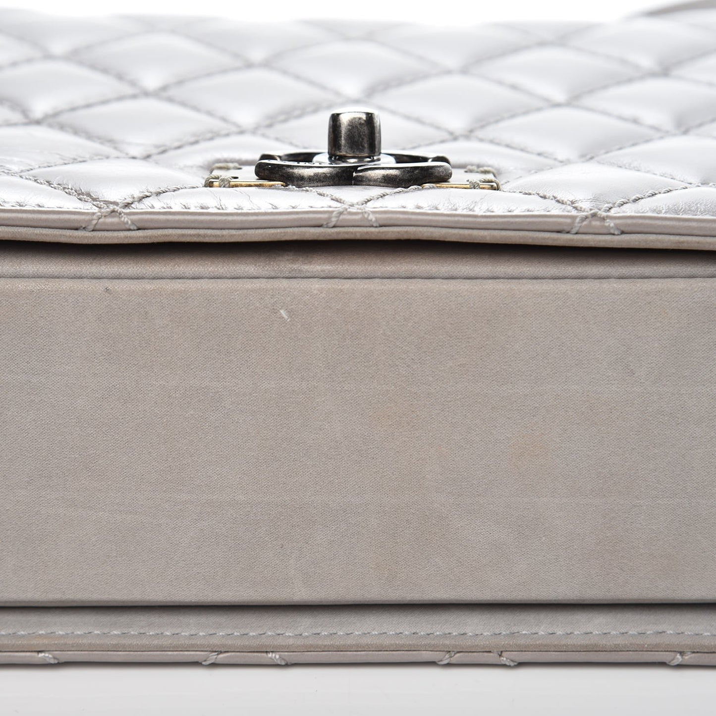 Glazed Calfskin Quilted Medium Day Trip Flap Black
