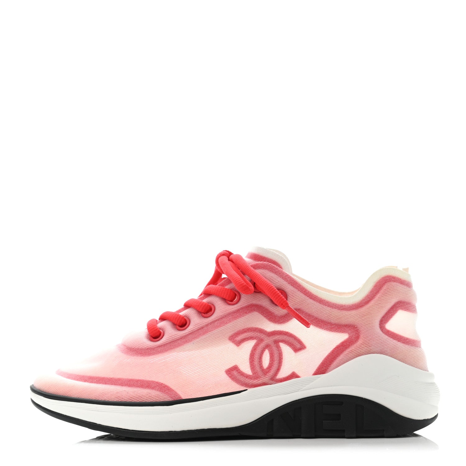 Chanel Lycra Fabric CC Sneakers 36 White Red 1 of 4