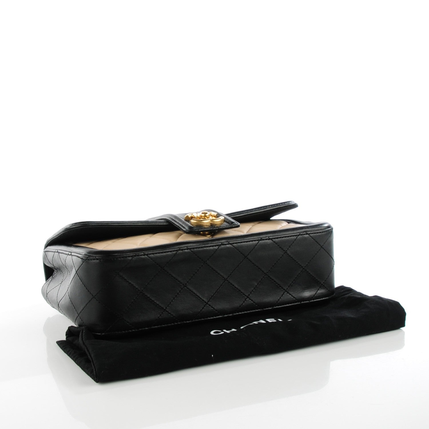 Chanel Lambskin Quilted Medium Elegant CC Flap Beige Black 4 of 8
