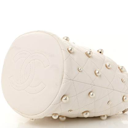 Chanel Lambskin Quilted Pearl About Pearls Drawstring Bag White 10 of 12
