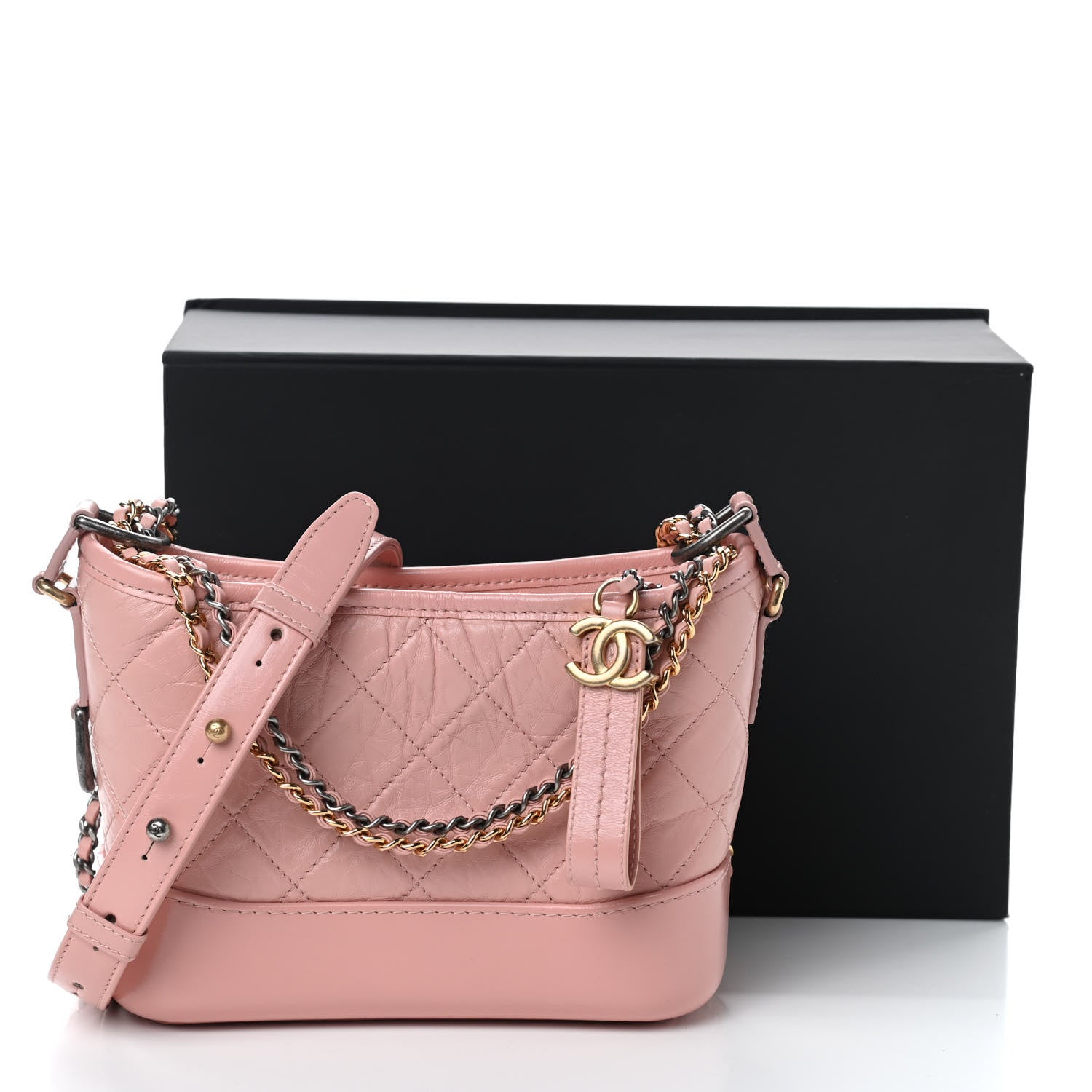 Chanel Aged Calfskin Quilted Small Gabrielle Hobo Pink 11 of 11
