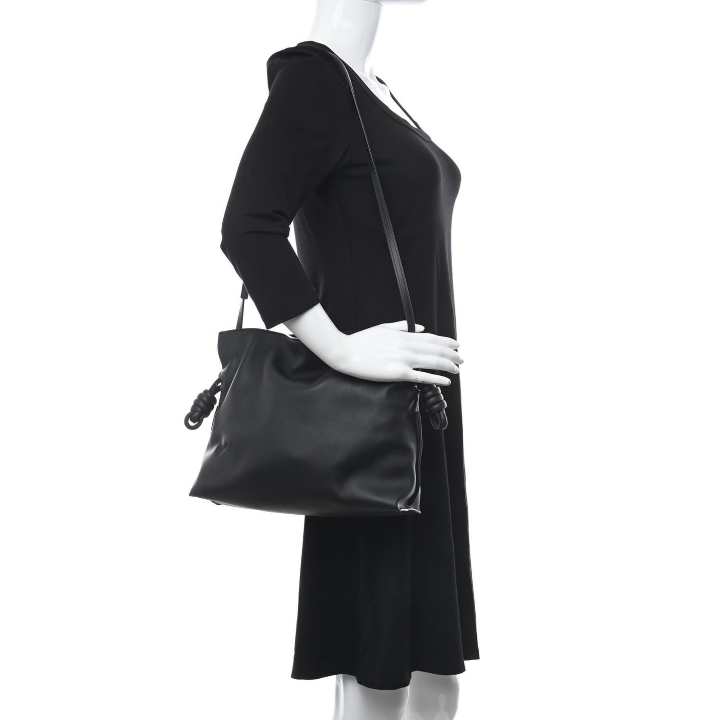Calfskin Mini Flamenco Knot Clutch Black