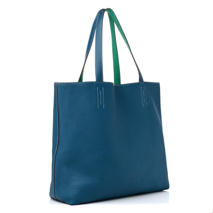 Hermes Taurillon Clemence Double Sens 36 Reversible Tote Menthe Bleu Thalassa 10 of 15