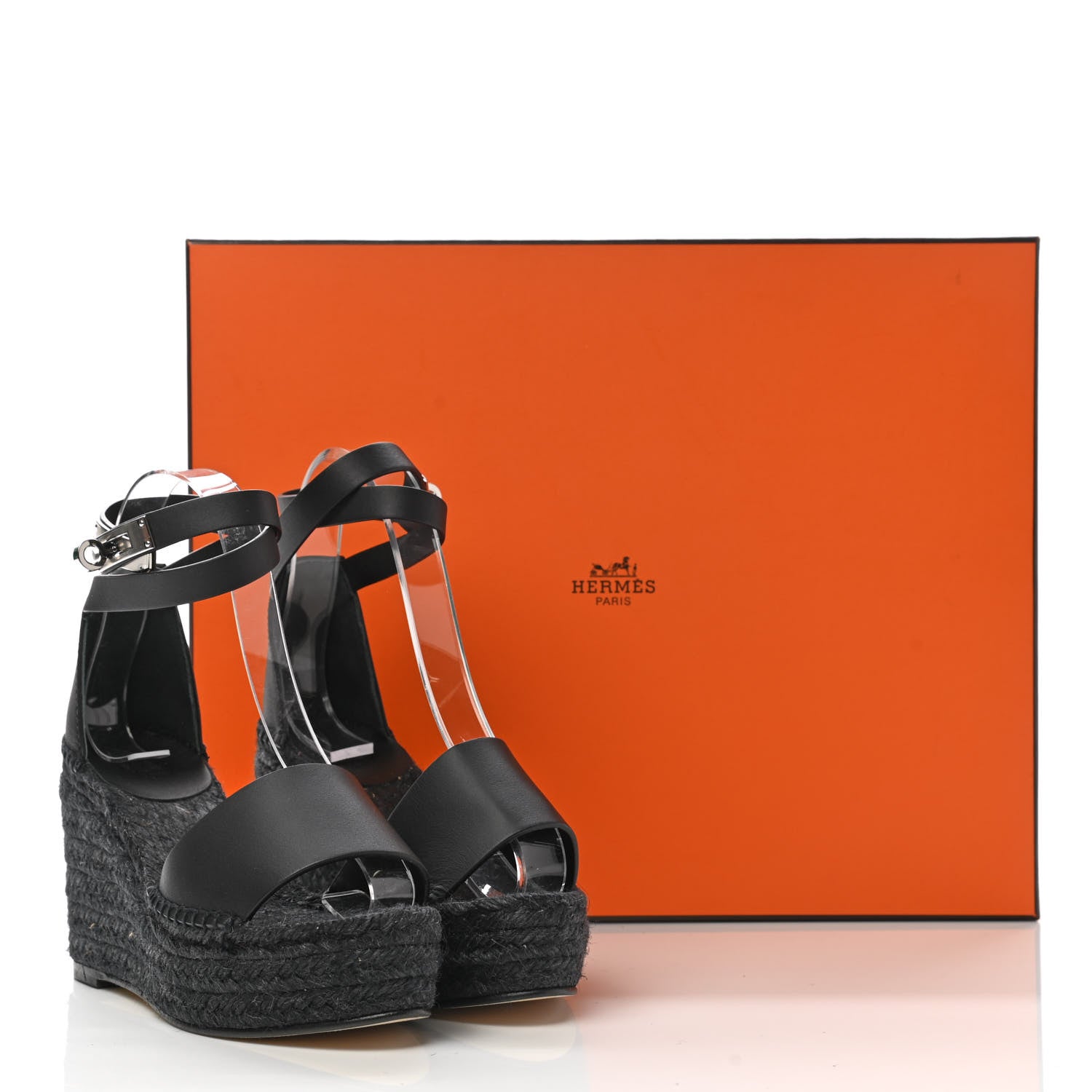 Hermes Calfskin Tipoli Espadrille Wedges 35 Black 9 of 9