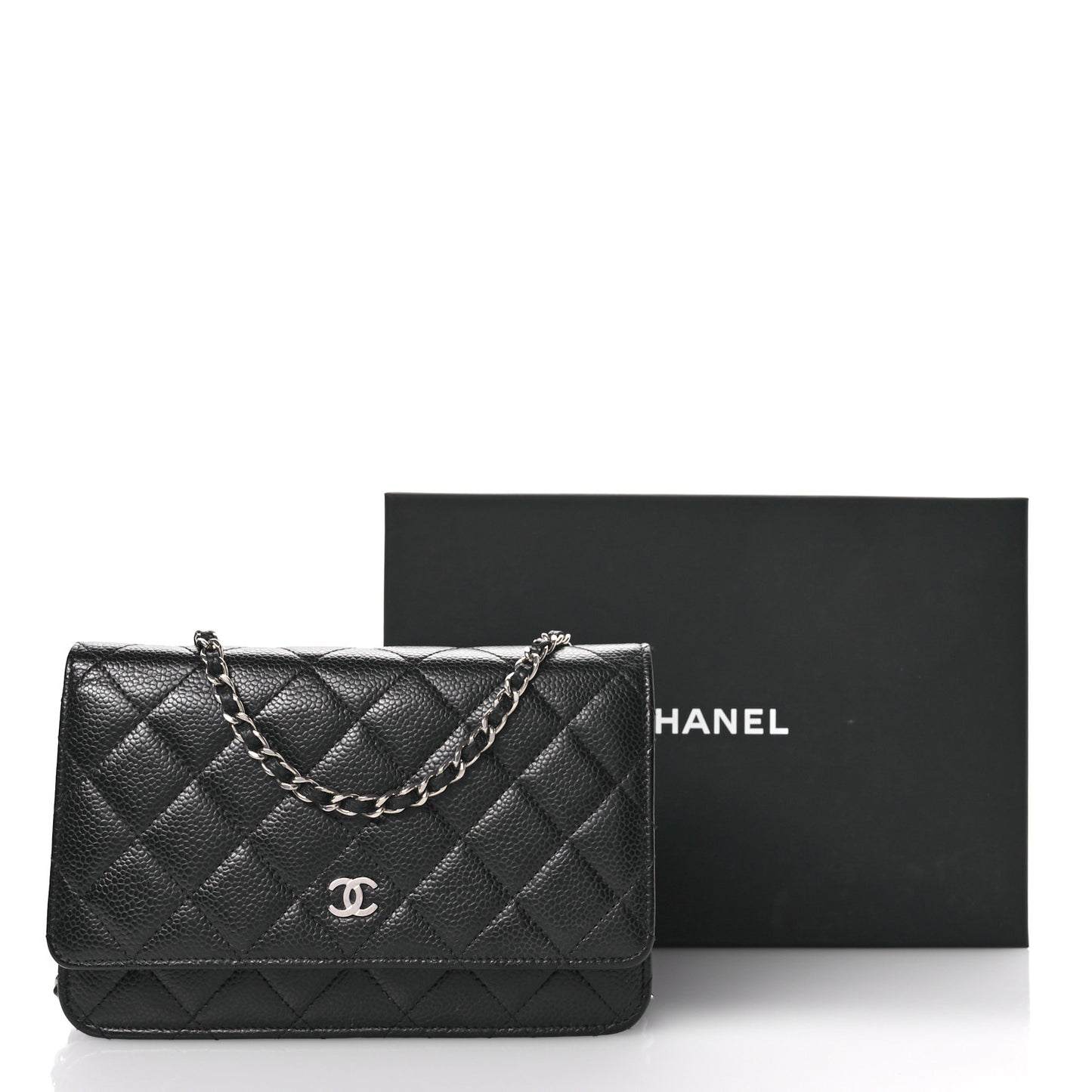 Caviar Quilted Wallet on Chain WOC Black