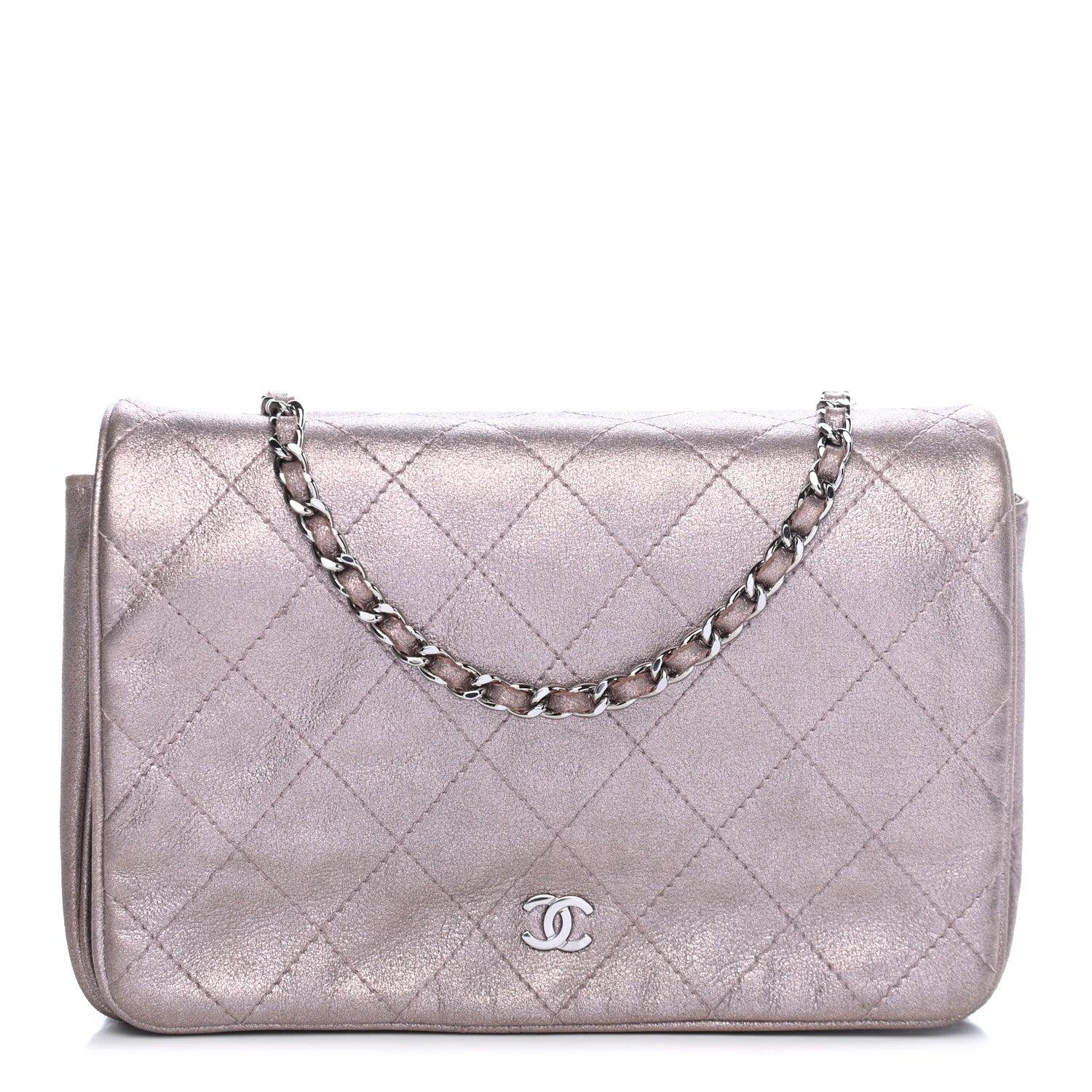 Chanel Metallic Lambskin Quilted Wallet On Chain WOC Lilac 1 of 9