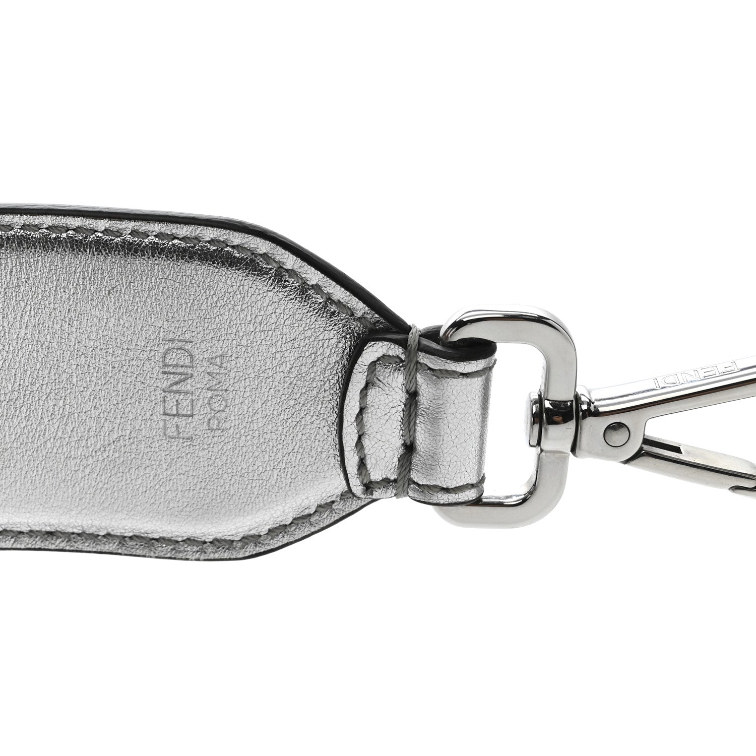 Fendi Vitello Catalan Mirror FF 1974 Embossed Strap You Argento 3 of 4