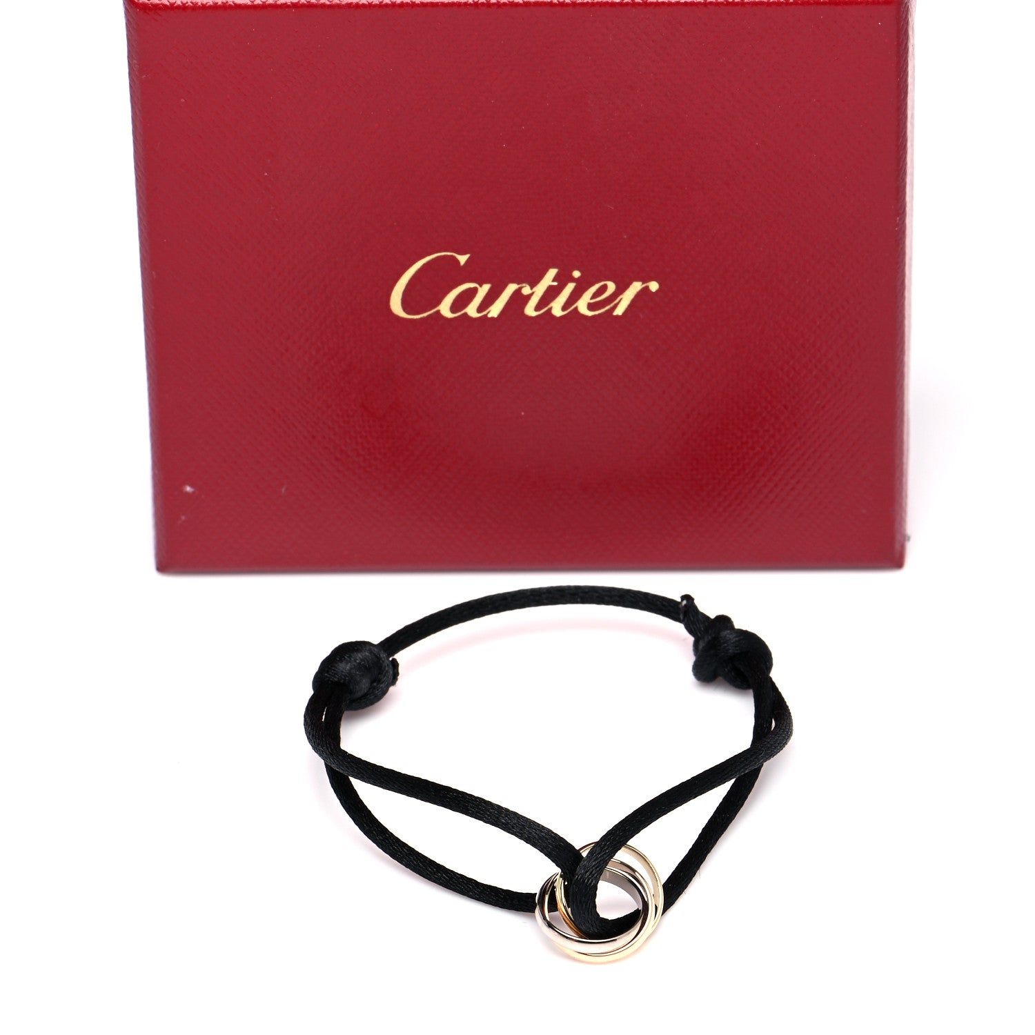Cartier 18K Pink Yellow White Gold Trinity Adjustable Cord Bracelet Black 8 of 8