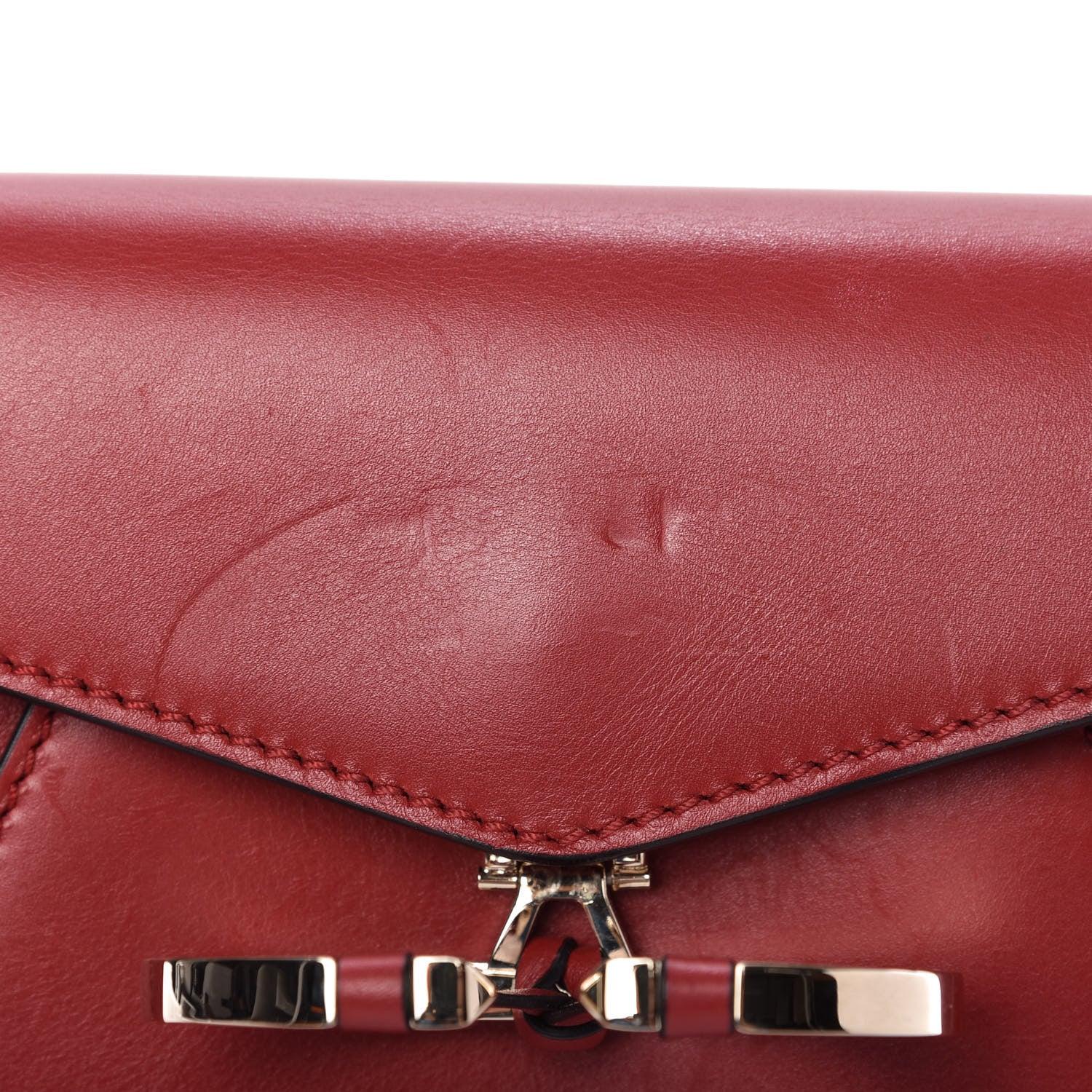 Valentino Garavani Calfskin V Rivet Chain Clutch Red 11 of 11