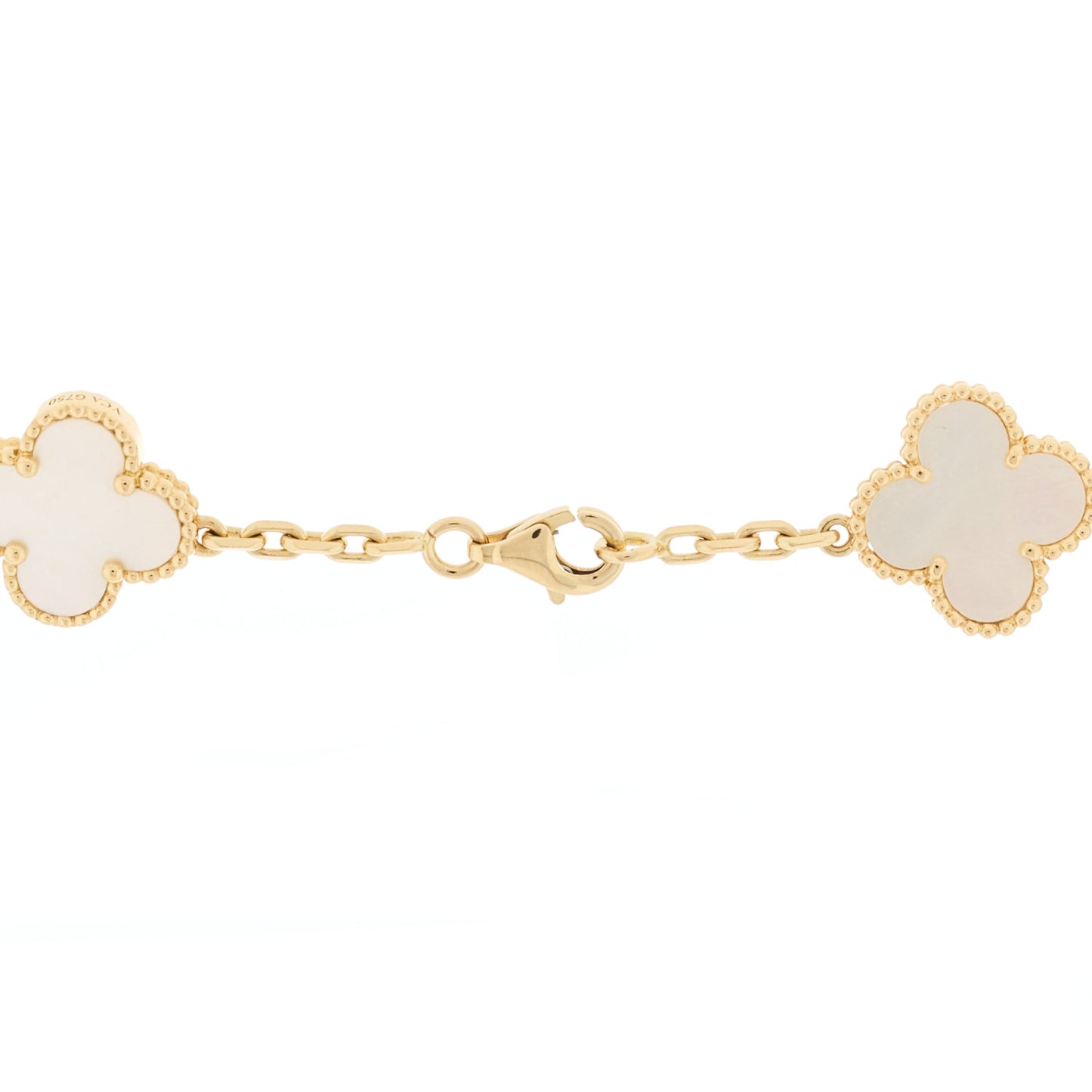 18K Yellow Gold Mother of Pearl 10 Motifs Vintage Alhambra Necklace