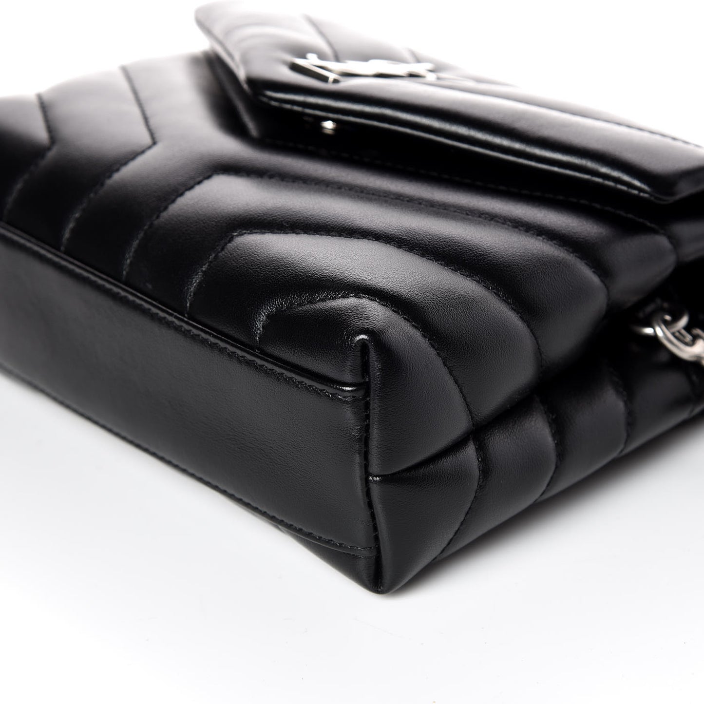 Calfskin Y Quilted Monogram Toy Loulou Crossbody Bag Black