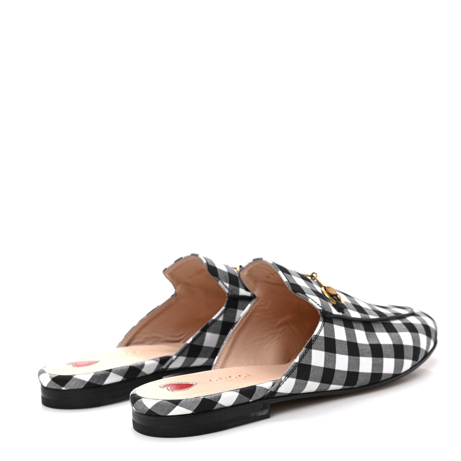 Gucci Cotton Gingham Womens Princetown Slippers 38.5 White Black 4 of 8