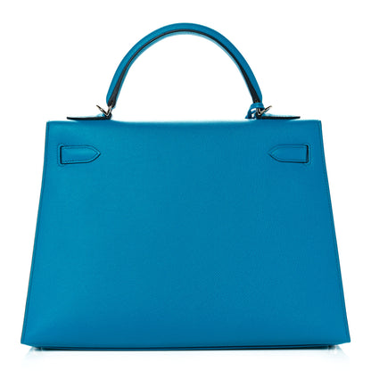 Hermes Epsom Kelly Sellier 32 Bleu Frida 3 of 36