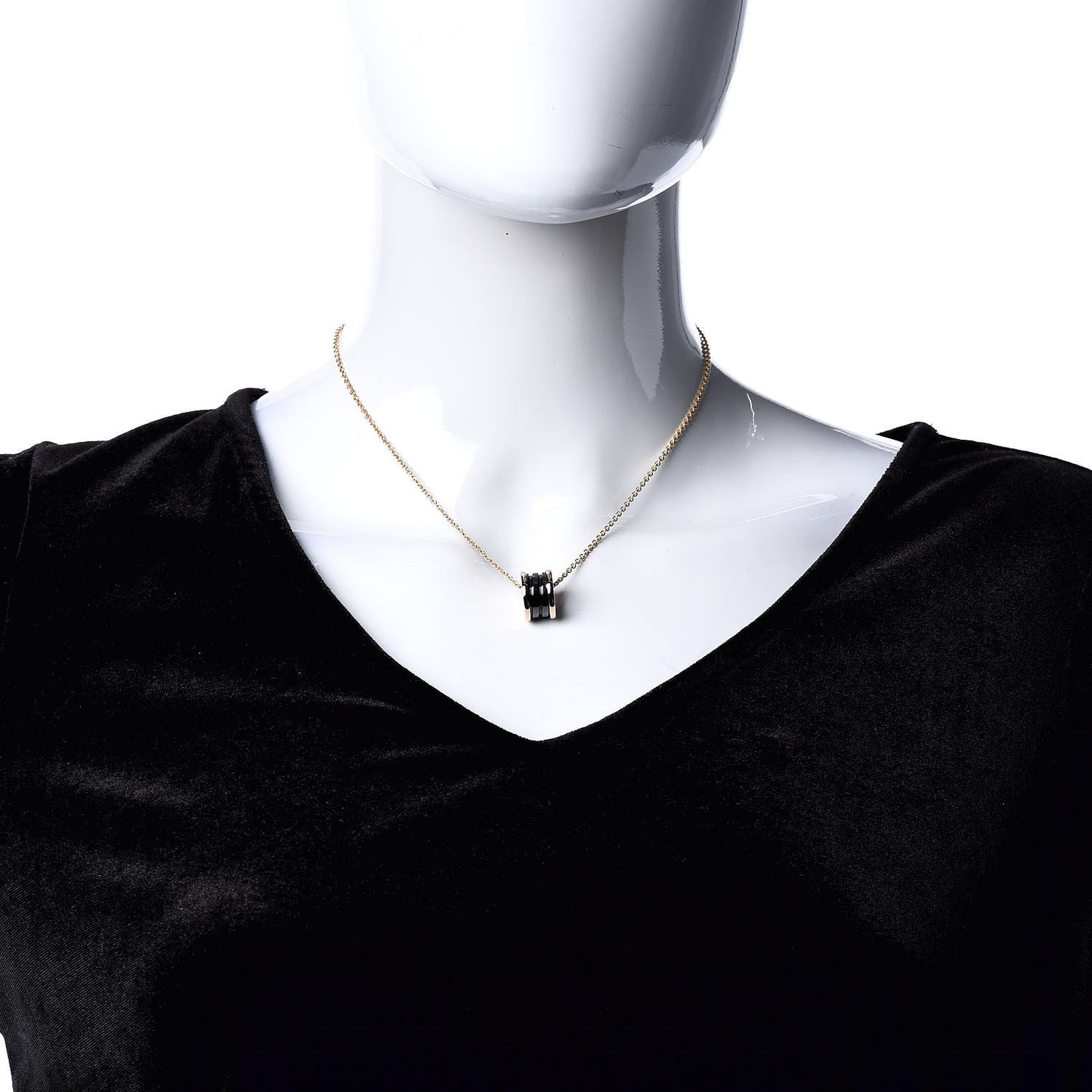 18K Rose Gold Black Ceramic B.Zero1 Pendant Necklace