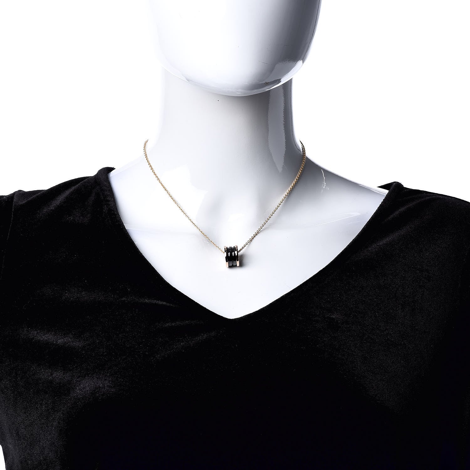 Bulgari 18K Rose Gold Black Ceramic B.Zero1 Pendant Necklace 2 of 6