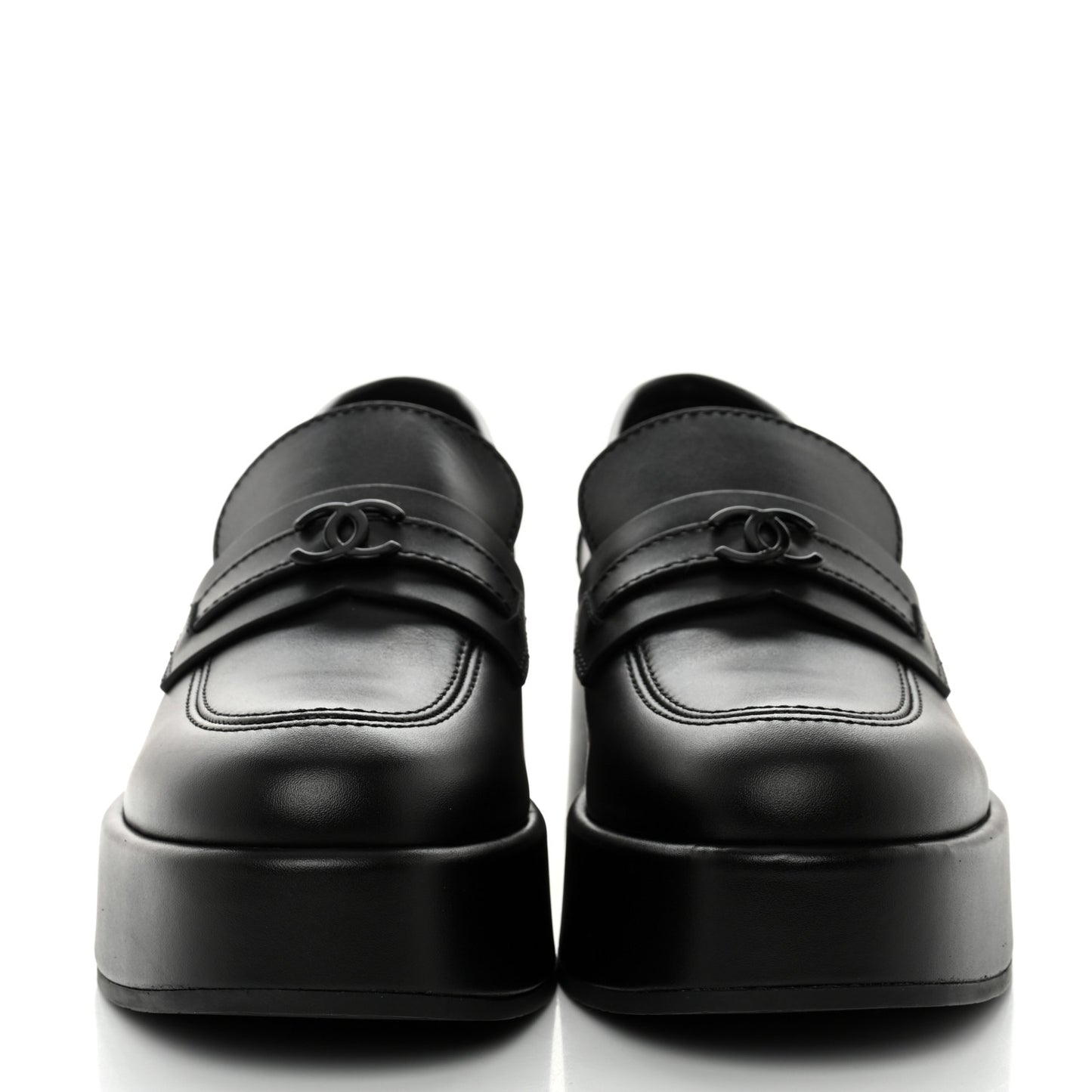 Calfskin CC Platform Loafers 38 Black