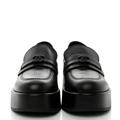 Chanel Calfskin CC Platform Loafers 38 Black 2 of 9