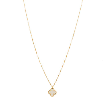 Van Cleef & Arpels 18K Yellow Gold Mother of Pearl Sweet Alhambra Pendant Necklace 1 of 5